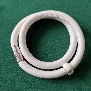 Endless JLo Collection Jewelry White Leather double wrap band bracelet + Charm